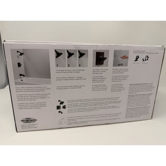 Kohler Katun K-R78040-4E-BL 3-Spray Tub and Shower Faucet with Valve Matte Black - Picture 3 of 5